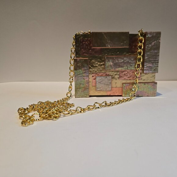 Rafe Ramya Cubist Minaudiere, Copper/Gold - Picture 2 of 9